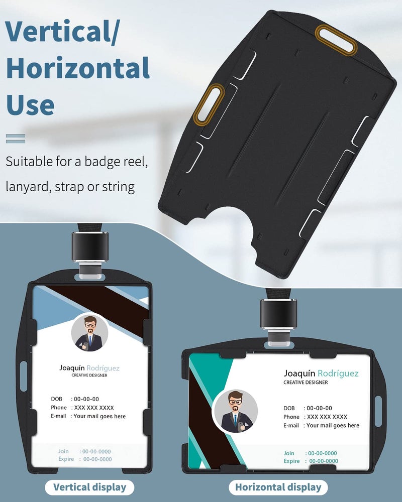 Pawfly 2 Pack Vertical and Horizontal 2-Card Badge Holder Double-Sided Hard Plastic Case with Grippers Fully Exposed Black Protector for Offices School IDs Credit Cards Driverâ€™s Licenses and Passes - Image 3
